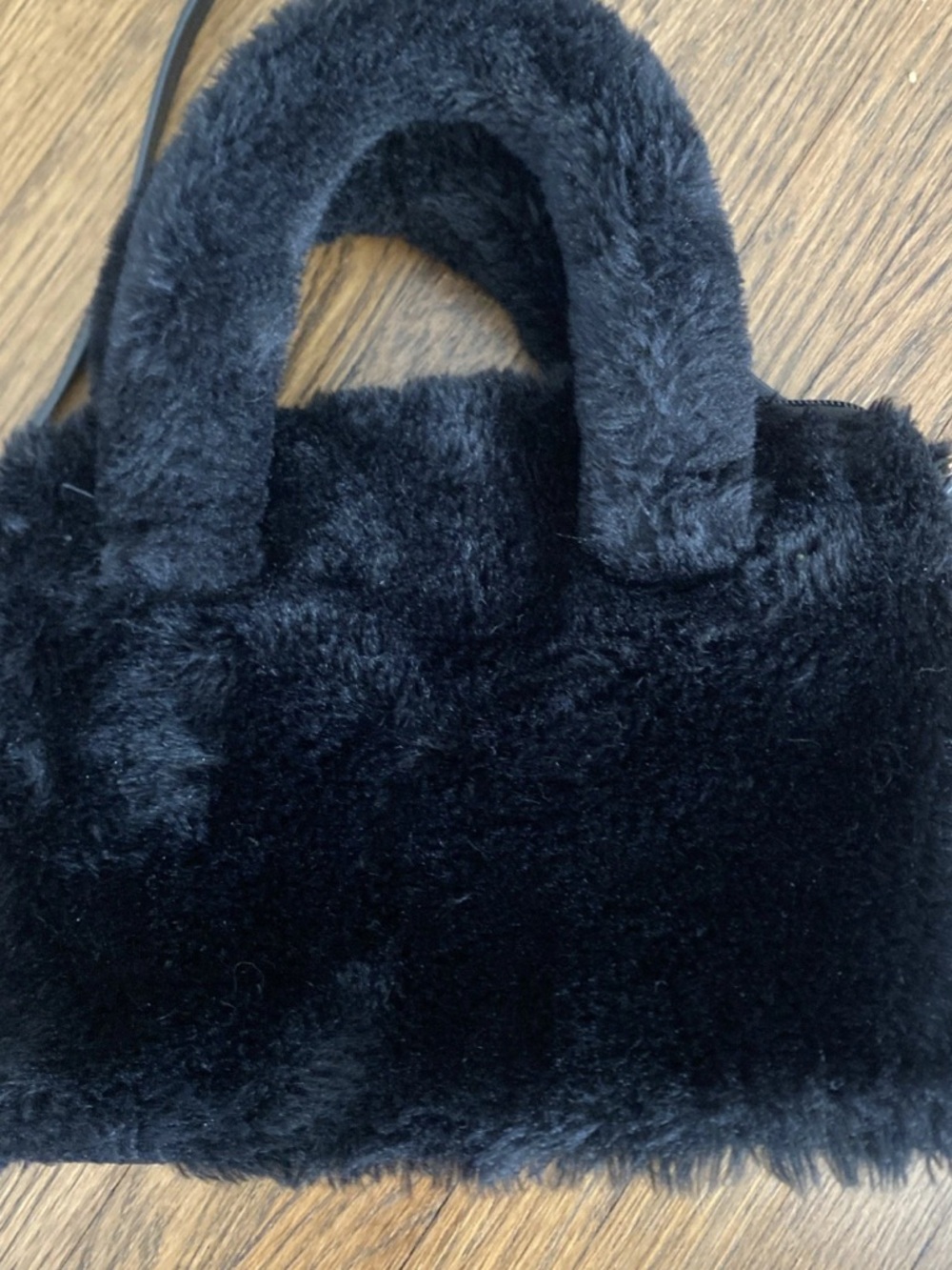 a new day Black Faux Fur Mini Top-Handle Bag
